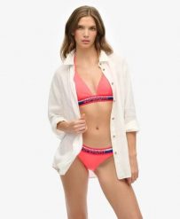Superdry Classic Stripe Bikini Bottoms z recyklingowanego poliestru i elastanu. Czerwone bikini damskie Superdry., bez wzorów. Za 125.30 zł.