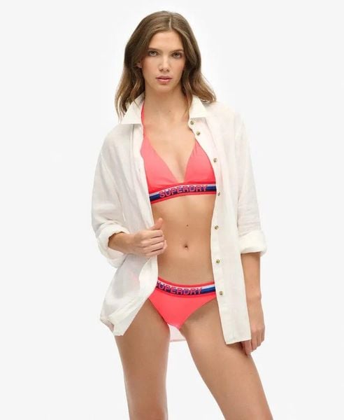 Superdry Classic Stripe Bikini Bottoms z recyklowanego poliestru i elastanu –. Czerwone bikini damskie Superdry., bez wzorów. Za 90.80 zł.