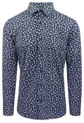 Koszula Męska, Elegancka o Regularnym Kroju - Victorio - Czarna w Kwiatki. Czarne koszule męskie Victorio, m, bez wzorów, z bawełny, eleganckie, bez kołnierzyka, bez ramiączek. Za 119.00 zł.