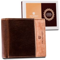 Portfel skórzany Peterson [DH] PTN N992-SHS brązowy. Brązowe portfele męskie Peterson, bez wzorów, ze skóry. Za 81.99 zł.