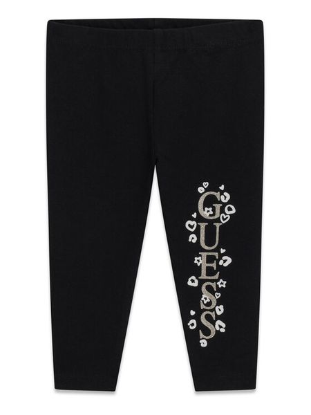 Guess Legginsy K6BB02 K5884 Czarny Regular Fit. Czarne legginsy dla dziewczynek Guess, z aplikacjami. Za 94.99 zł.