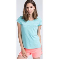 T-shirt damski TSD453 - mięta. Szare t-shirty damskie 4f, z nadrukiem, z bawełny. Za 39.99 zł.