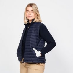 Kamizelka do golfa damska Inesis MW500 ciepła. Niebieskie kurtki damskie INESIS, l, bez wzorów, z materiału, bez kaptura. Za 149.99 zł.