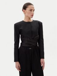Eleh Marynarka ESS250171 Czarny Regular Fit. Czarne żakiety damskie Eleh, m, bez wzorów, z syntetyku. Za 479.99 zł.