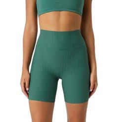 Szorty damskie Björn Borg Ribbed. Zielone szorty sportowe damskie Björn Borg, xs, bez wzorów, z elastanu, z podwyższonym stanem, na fitness i siłownię. Za 270.50 zł.