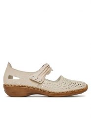 Rieker Półbuty 41399-60 Beżowy. Brązowe półbuty damskie Rieker, bez wzorów, ze skóry, bez obcasa, na płaskiej podeszwie, bez zapięcia. Za 259.99 zł.