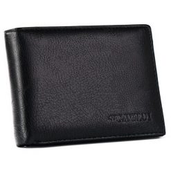 Portfelik męski Cavaldi M1077-PU czarny. Czarne portfele męskie 4U Cavaldi, bez wzorów, ze skóry ekologicznej. Za 40.00 zł.
