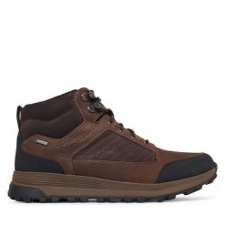 Trzewiki Clarks. Brązowe botki męskie Clarks, bez wzorów, z gore-texu, bez zapięcia. Za 739.99 zł.
