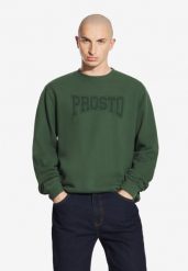 Bluza sportowa męska Prosto College bez kaptura. Zielone bluzy sportowe męskie Prosto., l, z aplikacjami, z bawełny, bez kaptura. Za 136.99 zł.