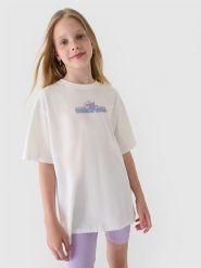 4F T-shirt oversize z nadrukiem dziewczęcy - biały 158 (12-13 lat). Białe t-shirty i topy dla dziewczynek 4f, bez wzorów, z bawełny, bez ramiączek. W wyprzedaży za 19.99 zł.