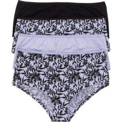 Figi panty "maxi" (4 pary), bawełna organiczna bonprix czarno-lawendowy z nadrukiem. Figi damskie marki KALENJI. Za 39.96 zł.