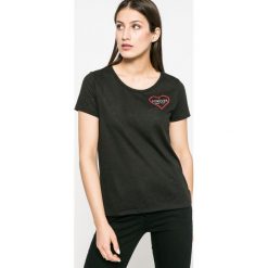 Only - Top. Czarne topy damskie Only, z dzianiny, z okrągłym kołnierzem, z krótkim rękawem. W wyprzedaży za 24.90 zł.