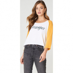 Wrangler Krótki T-shirt z długim rękawem Raglan - White. Białe t-shirty damskie Wrangler, z nadrukiem. W wyprzedaży za 70.98 zł.