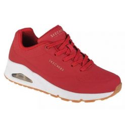 Buty na co dzień damskie SKECHERS UNO STAND ON AIR eko skóra. Czerwone obuwie sportowe damskie Skechers, bez wzorów, ze skóry, trekkingowe, Skechers Sport. Za 303.00 zł.