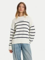 Guess Jeans Sweter W5BR03 Z3HM1 Écru Relaxed Fit. Swetry damskie Guess Jeans, s, z aplikacjami, z bawełny, bez kołnierzyka, bez ramiączek, bez kaptura. Za 389.99 zł.