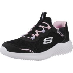 Buty sportowe Sneakersy dziewczęce, Slip-Ins: Bounder - Simple Cut. Czarne buty sportowe dziewczęce Skechers, bez wzorów, z syntetyku, bez zapięcia, trekkingowe. Za 199.99 zł.