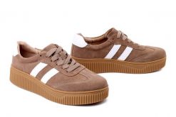 FILIPPO DP6776/25 BE WH beżowo biały, półbuty damskie. Brązowe półbuty damskie Filippo, bez wzorów, ze skóry, bez obcasa, bez zapięcia. Za 229.90 zł.