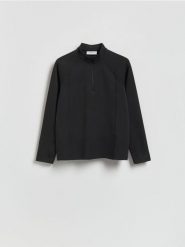 Bluza ze stójką - czarny. Czarne bluzy męskie Reserved, l, bez wzorów, z dzianiny, bez kaptura. Za 119.99 zł.