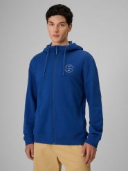 4F Bluza dresowa regular z kapturem męska - niebieska L. Niebieskie bluzy męskie 4f, l, bez wzorów, z dresówki, z kapturem. Za 199.99 zł.