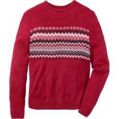 Sweter w graficzny wzór Regular Fit bonprix czerwony. Swetry przez głowę męskie marki bonprix. Za 29.99 zł.