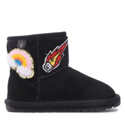 Śniegowce EMU Australia. Czarne buty zimowe chłopięce Emu Australia, bez wzorów, bez zapięcia. Za 399.99 zł.