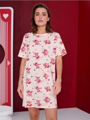 Wzorzysta koszula nocna z bawełny - kremowy. Białe koszule nocne damskie Sinsay, l, bez wzorów, z bawełny. Za 29.99 zł.