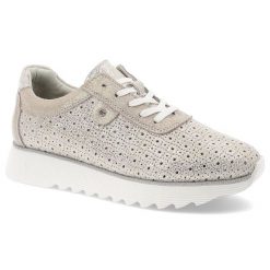 Złote Sneakersy S.Barski Stylowe Obuwie Damskie. Żółte półbuty damskie S.BARSKI, w ażurowe wzory, z materiału, eleganckie, bez obcasa, na płaskiej podeszwie, bez zapięcia. Za 186.99 zł.