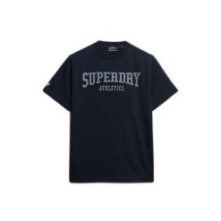 Damska koszulka z nadrukiem Superdry Athletic Essentials. Niebieskie t-shirty damskie Superdry., bez wzorów, bez kołnierzyka. W wyprzedaży za 127.25 zł.
