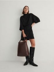Torebka shopper - ciemnobrązowy. Brązowe torebki shopper damskie Reserved, bez wzorów, ze skóry, bez dodatków. Za 139.99 zł.