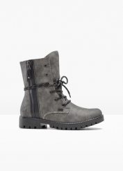 Kozaki zimowe Rieker. Szare kozaki damskie bonprix, bez obcasa. Za 359.99 zł.