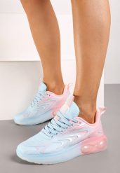 Niebiesko-Różowe Płaskie Sznurowane Buty Sportowe Sneakersy Risanni. Niebieskie obuwie sportowe damskie Born2be, bez wzorów, z dresówki. Za 109.99 zł.