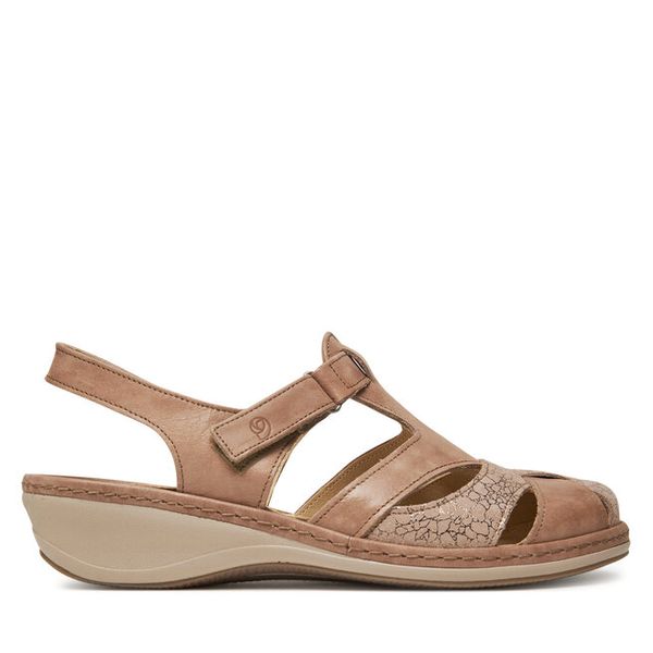 Sandały Suave. Brązowe sandały damskie Suave, bez wzorów, bez obcasa, na płaskiej podeszwie, bez zapięcia. Za 399.99 zł.