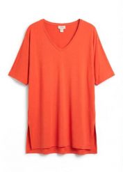 Długi T-shirt z mieszanki wiskozy. Czerwone bluzki damskie bonprix, bez wzorów, z wiskozy, bez kołnierzyka, bez ramiączek. Za 42.99 zł.