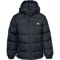 Kurtka zimowa "Tuff" w kolorze czarnym. Czarne buty zimowe chłopięce Trespass Kids, bez wzorów, bez zapięcia. W wyprzedaży za 145.95 zł.