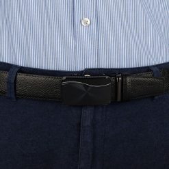 Pasek męski skórzany 3,5 cm klamra automatyczna Beltimore czarny 61-562 : Kolory - czarny, Rozmiar pasków - r.110-125 cm. Czarne paski damskie bez wzorów, ze skóry, wizytowe. Za 64.99 zł.