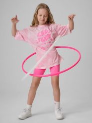 4F Legginsy kolarki dzianinowe dziewczęce - różowe 152 (11-12 lat). Czerwone legginsy dla dziewczynek 4f, bez wzorów, z bawełny, krótkie. Za 39.99 zł.