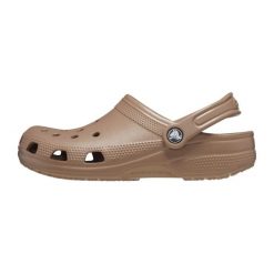 Klapki dla dorosłych Crocs Classic. Brązowe skarpety damskie Crocs, bez wzorów. Za 224.96 zł.