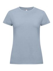 Clique New Classic-T Women koszulka z ringspun bawełny – Soft Blue. Niebieskie t-shirty damskie CLIQUE, xl, bez wzorów, z bawełny, klasyczne, bez kołnierzyka. Za 104.39 zł.