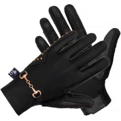 Rękawiczki jeździeckie damskie EQ.QUEEN Trangan. Czarne rękawiczki damskie EQUESTRIAN QUEEN, z aplikacjami, z lycry, eleganckie. Za 106.99 zł.