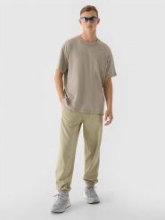 4F Spodnie dresowe oversize męskie - oliwkowe/khaki XXL. Brązowe spodnie sportowe męskie 4f, m, bez wzorów, z bawełny. W wyprzedaży za 79.99 zł.
