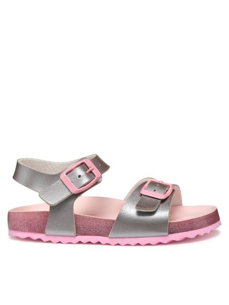 Geox Sandały J Adriel J558MI 000NF C0566 S Srebrny. Szare sandały dziewczęce Geox, ze skóry, bez zapięcia. Za 219.99 zł.