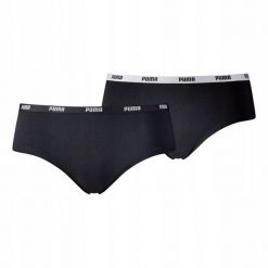 Spodnie Damskie Hipster (zestaw 2 Sztuk). Czarne figi damskie Puma, xs, bez wzorów. Za 76.99 zł.