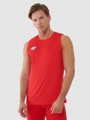 Чоловіча швидковисихаюча майка tank top для тренувань - червоний. Koszulki sportowe męskie 4f, l, bez wzorów, bez kołnierzyka. Za 1,349.90 zł.