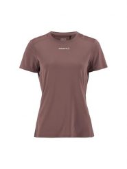 Craft ADV Essence SS Tee 2 W - Oddychająca koszulka treningowa – Flint. Szare koszulki sportowe damskie Craft, xs, bez wzorów, z dzianiny, bez kołnierzyka, bez ramiączek. Za 189.00 zł.