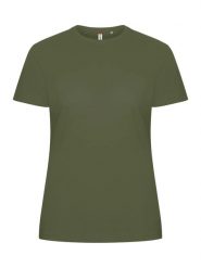 Clique Basic-T Women – Dopasowana koszulka z bawełny, olive green. Zielone t-shirty damskie CLIQUE, xl, bez wzorów, z bawełny, bez kołnierzyka. Za 99.59 zł.