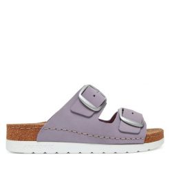 Klapki Dr. Brinkmann. Fioletowe klapki damskie Dr. Brinkmann, bez wzorów, bez obcasa. Za 279.99 zł.