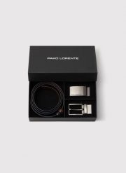 PAKO LORENTE - Dwustronny skórzany pasek z matową klamrą. Brązowe paski damskie Pako Lorente, bez wzorów, ze skóry. Za 139.99 zł.