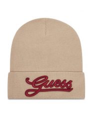 Guess Czapka AW5400 POL01 Beżowy. Brązowe rękawiczki damskie Guess, na zimę, z aplikacjami, z materiału. Za 159.99 zł.