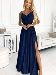 Sukienka Model Chiara 299-10 Navy Brokat - Numoco. Niebieskie sukienki damskie NUMOCO, na co dzień, l, z aplikacjami, z elastanu, eleganckie, bez kołnierzyka, plus size, bez ramiączek, maxi, proste. Za 468.08 zł.
