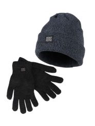 Zestaw zimowy Heatkeeper dla mężczyzn – czapka + rękawiczki. Szare rękawiczki męskie HEAT KEEPER, na zimę, bez wzorów, sportowe. Za 129.98 zł.